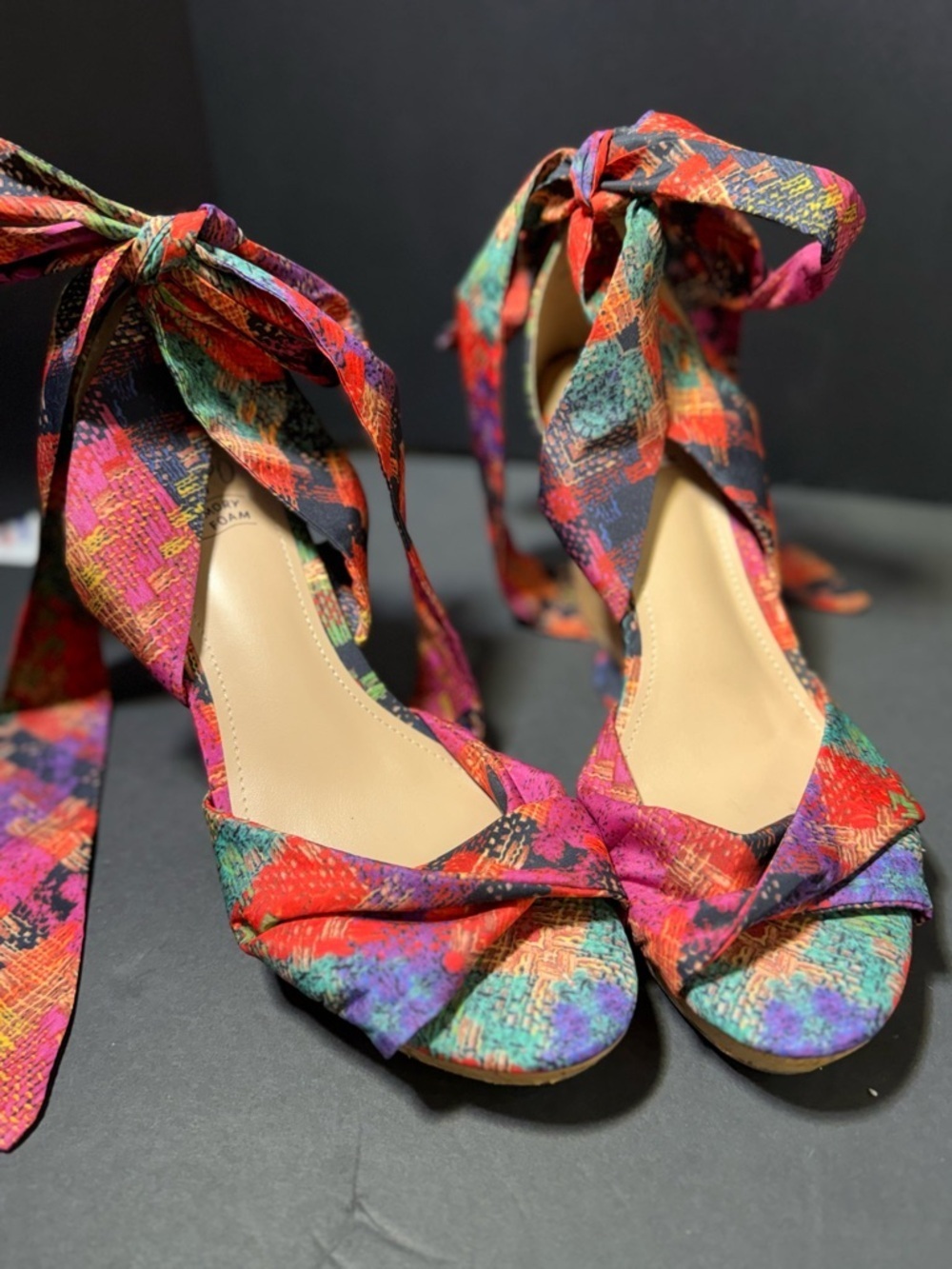 Wedge heel Tie-Ankle Open-Toe platform cork colorful sandals by Impo Olani